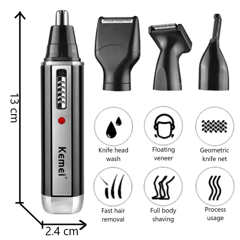 4-in-1 Rechargeable Nose Trimmer - Beard & Ear Hair