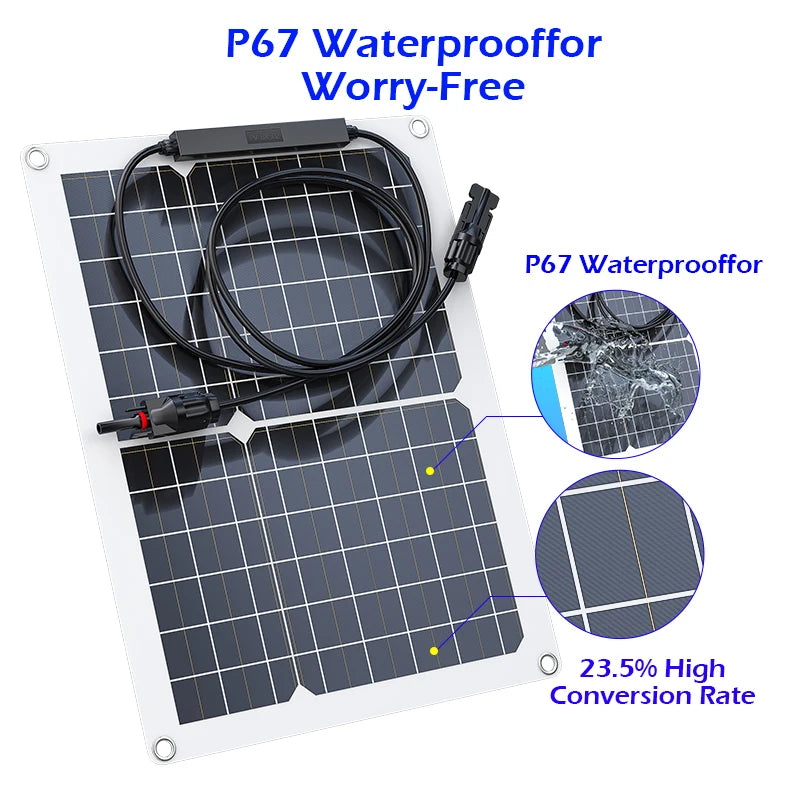 1000W 500W High-Efficiency Flexible Solar Panel Kit with 12V Battery Charger & 100A Controller for RV Yacht Boat Off-Grid Power