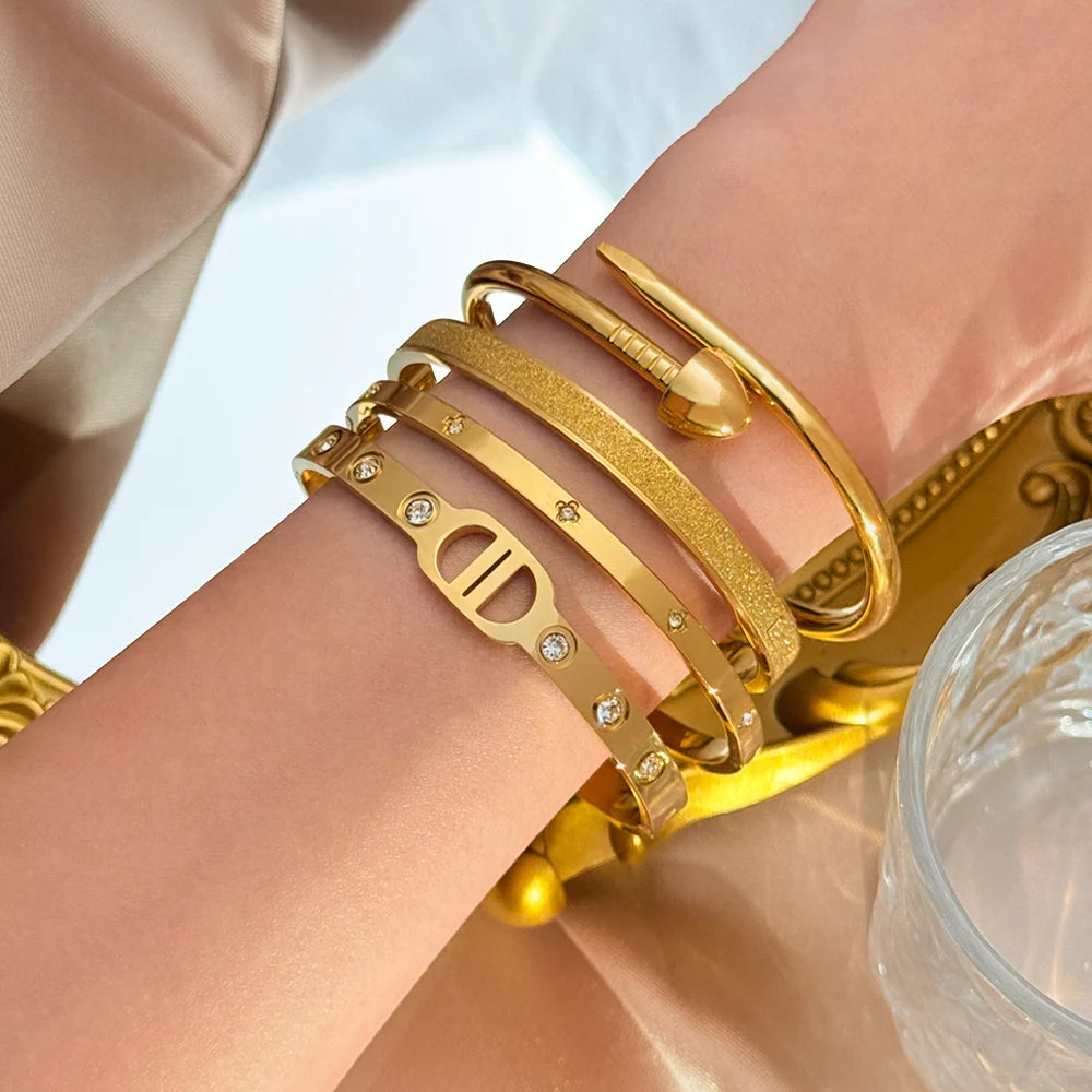 18K Gold Stainless Steel Bracelet - Women's Fashion